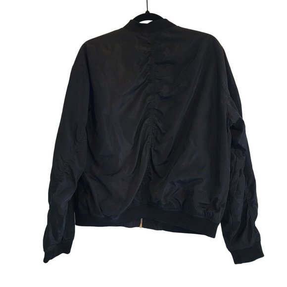 Express Black 80s Retro Funky Grunge Nylon Windbreaker Bomber Jacket Size M - Picture 2 of 3